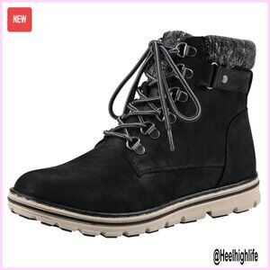 Cushioned Lace-Up Ankle Booties with Treaded Outsole for City Hiking